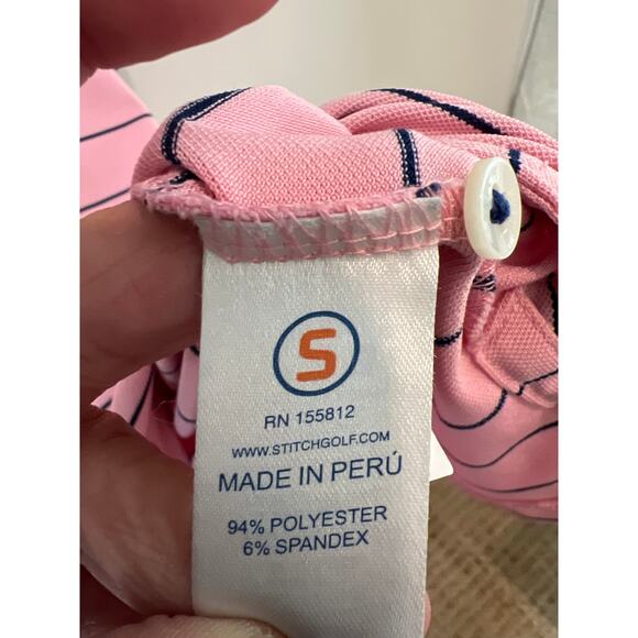 Stitch mens size XXL golf polo shirt pink & navy blue - Picture 3 of 3